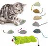Psxixjsm Set di topolini per gatti, 8 topolini in peluche e 1 bruco, giocattolo interattivo da masticare, giocattolo per la cura dentale, per attività al chiuso