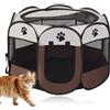 MIUUIPI 73x73x43 cm Recinto per Cani da Interno, Gabbia per Cani, Impermeabile Rete Traspirante, con Cerniera e Tasca Laterale, Tenda da Campeggio in Tessuto per Gatti, Conigli, Cuccioli (marrone)