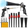 BORDRISE Kit Pistola Aria Compressa Auto, Pistola Soffiaggio in Alluminio | Kit 12 pz: 3 adattatori(1/4), 2 ugelli, 5 spazzole. 6-9,2 Bar. Corpo in alluminio per pulizia interni ed esterni auto