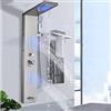 ZJXDPBF Sistema a torre con pannello doccia a LED, sistema di idromassaggio multifunzione con colonna doccia 5 in 1 in acciaio inossidabile completo per montaggio a parete, finitura in nichel spazz