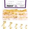 Swpeet 75 pezzi 5 misure 4,5 kg/9,1 kg/13,6 kg/22,7 kg/45,4 kg ganci dorati per quadri con chiodi kit assortito, ganci per appendere quadri in metallo, ganci per cornici resistenti, accessori per