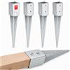 Lun Fix Supporto per Pali in Legno 45x45 mm, 550mm, Spessore 1,5mm, Zincato, 4 Pz | A Caldo, Fissaggio Pali Recinzione, Staffe Giardino, Battipalo, Recinzione In Legno, Fissaggio Pali