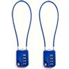 Bamyli Lucchetto a combinazione a 4 cifre con cavo in acciaio da 30 cm, blu, 2 | Lucchetto con codice numerico, impermeabile e antiruggine, per viaggi, bicicletta, casco, scooter e attività all'aperto