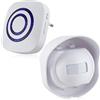 BeiLan Kit elettronico per campanello senza fili con 1 ricevitore plug-in e 1 rilevatore di movimento PIR Sensore 3 livelli di volume e 38 allarme suoneria visitatore Inteligent Ringtones(Nero, Impermeabile)