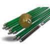 Kibros Kit spazzacamino pro non intubata scovolo acciaio Ø 125 mm 9 aste | Scovolo acciaio piatto, 9 aste verdi cave Ø 18 mm (8×1,4 m + 1×1 m), 12,20 m, canne fumarie non intubate.