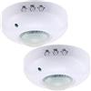 Greluma 2 Pz Sensore di presenza da soffitto AC 220-240V,Interruttore sensore movimento infrarossi PIR con portata rilevamento 6m 360°,Interruttore della luce rilevatore movimento ad alta sensibilità