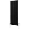 Monster Shop Radiatore Termosifone a 2 Colonne 1800mm x 562mm Moderno Centralizzato Nero in Acciaio Inox Verticale a Parete Cucina Soggiorno Bagno Kit di Fissaggio e Spazzola Inclusi