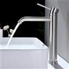 Detbom Rubinetto per Lavabo Alto Girevole a 360° DETBOM, Argento Spazzolato | Miscelatore Monocomando Acqua Calda e Fredda, Miscelatori per Bagno da Appoggio, Acciaio Inossidabile 304 Aeratore Rimovibile