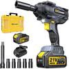 Gisam 1400 N.m - Chiave a urto senza fili Brushless con 4.0 Ah Batteria, 4 livelli di potenza, 21 V 1/2 Bullonatrice a Shock con 5 boccole a Urto, per Auto e Casa