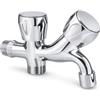 FLUVIA Rubinetto doppio per lavatrice con nebulizzatore e filtro integrato, per lavastoviglie, giardino, terrazza, lavanderia, cucina, ottone cromato, ingresso 1/2 e 2 uscite, 3/4, volanti metallici, uso