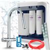 Ari Aquaphor RO-202S PRO Rubinetto da cucina 3 vie Cromato | Beccuccio estraibile, acqua potabile, moderno e sottile, osmosi inversa, filtro dell'acqua sottolavello