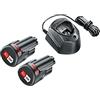 Bosch Home and Garden Starter Set 1600A01L3E - 2 batterie al litio 12V, scatola