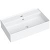 Teal Home Lavabo da bagno stretto rettangolare 550/310 | Lavabo a mano con foro per rubinetto e troppopieno, lavabo da bagno, in ceramica bianca, per WC degli ospiti