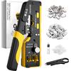 Proster Crimpatrice RJ45 Professionale con Design a Foro Passante per CAT7 Kit di Strumenti per Crimpatura con 20 Connettori Schermati Spelacavi e Lama di Ricambio Ideale per Reti ad Alta Velocità