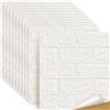 LeapBeast 10PCS 3D Carta da Parati Mattoni,pannelli decorativi 3d per parete,Autoadesiva Wallpaper Brick, Impermeabile Spessore Wallpaper per Cucina Ufficio TV Sfondo (Bianco, 35*38)