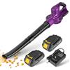 Exmate Batteria soffiatore per foglie, set elettrico con 2 batterie al litio da 2,0 AH e caricatore, 20 V, 130 MPH, può essere utilizzato per rimuovere foglie, sporco, neve, terrazze, terrazze,