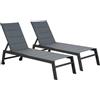 Happy Garden Set di 2 lettini BARBADOS in textilene grigio - alluminio grigio antracite