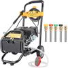Zoobotanica Rondella ad alta pressione a benzina, 170 bar, motore a quattro tempi, 7,5 CV, 3400 giri/min, con accessori: tubo ad alta pressione da 8 m, tubo di aspirazione da 2 m, 5 ugelli, 2 ruote in gomma piena