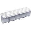 EDILSTORE Canaletta Plastica PVC PP Drenaggio Scolo Acqua Piovana, Kit Canalina completa di griglia 13X50 H 14 - Modulare - Facile pulizia - Ideale giardini bordo piscine - Antiscivolo - Grigio Chiaro