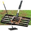 BlumeTrec Rastrello livellatore per prato, 43,2 x 25,4 cm, strumento di livellamento della sabbia resistente con manico lungo in acciaio inossidabile da 1,8 m, rastrello da golf per terreno, compost