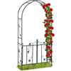 Relaxdays Arco per Rose con Cancelletto, per Rampicanti, Metallo, Cancelletto, Resistente, HLP 230x113,5x36,5 cm, Verde
