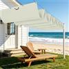 LISANSAN Tenda Parasole Retrattile 550 x 400 cm Impermeabile Vele Parasole da Esterno con Occhielli con Occhielli e Cordino per Terrazza, Pergola, Veranda, Giardino, bianco