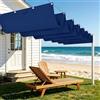 LISANSAN Tenda Parasole Retrattile 550 x 400 cm Impermeabile Vele Parasole da Esterno con Occhielli con Occhielli e Cordino per Terrazza, Pergola, Veranda, Giardino, Blu Scuro