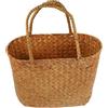 SHINEOFI Cestino da Picnic Intrecciato a Mano Rettangolare in Paglia | Manici Doppi, Leggero e Portatile, per Frutta e Verdure, Uso Casa e Campeggio