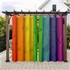 Hiseng 2 Pezzo Tende per Gazebo, Impermeabile Tende da Esterno con Anelli Tenda da Esterno Oscurante per Balcone GiardinoTerrazzo Veranda Gazebo e Finestre Esterne (200x213cm,Arcobaleno di Legno)