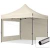 TOOLPORT 3x3m Gazebo Pieghevole con Laterali (finestre panoramiche), Premium Acciaio, Crema