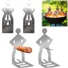 Shienus Supporto per salsicce per barbecue, 2 pezzi, in acciaio inox, per hot dog, barbecue portatile, utensili per grigliare, per cucina, campeggio, cucina all'aperto