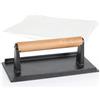 STYDDI Pressa rettangolare per hamburger in ghisa resistente con manico in legno, pressa per bistecche, pancette e panini, ideale per barbecue, padelle e piastre, incl. 50 cartine per tortini