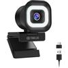 TOALLIN webcam 2K con luce ad anello, 1080P a 60 fps, doppio microfono | FOV 90°, USB Plug & Play, telecamera per PC e laptop, per streaming live, videoconferenze e videochiamate