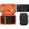 BOVKE Custodia Rigida + Cover in Silicone per Canon Italia PowerShot SX740 SX730 HS Lite Edition Fotocamera Digitale Compatta, Custodia protettiva con in Morbido Silicone, Negro + Naranja