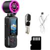 CAZSTYK Vlogging Fotocamera con, Black WITH 64G MEMORY CARD | Fotocamera tascabile 1080P, videocamera stabilizzata, girevole da 180 gradi, ventola raffreddamento