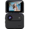 CWOQOCW Action Camera 4K con supporto toracico, supporto per ciclismo, stabilizzazione dell'immagine e schermo a ribalta per avventure in bicicletta (nero)