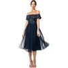 Maya Deluxe Maya Deluxe Ladies Bardot Dresses for Women Midi High Empire Waist Sequins Embellished Formal Evening for Wedding Guest Vestito per Damigella d'Onore Donna