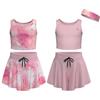 Essenclo Flowy Girls Butterfly Shorts Skirts w/Pockets & Athletic Sleeveless Tank Tops, Dance Tennis Cheer Running (5pc Set)