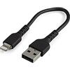 StarTech Cavo USB-A a Lightning Robusto 15cm, MFi, Nero (RUSBLTMM15CMB) | Certificato Apple, Rivestimento in TPE, Compatibile con iPhone