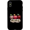 Teach Loves Inspire Lunch Lady Apple Leo Custodia per iPhone X/XS Teach Loves Inspire Lunch Lady Apple Leopard Print Plaid rosso
