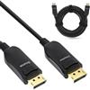 InLine Cavo DisplayPort 2.1 AOC, attivo, UHBR 13.5, 10K/8K/4K, trasmissione senza perdite, con connettori in metallo, 15 m, nero, 17215 A