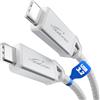 KabelDirekt - Cavo USB-C All-in-One - 0,3m, intrecciato, 20Gbit/s, 240W | 20Gbit/s per Dati/Video, Ricarica Veloce 240W, Cavo Universale Dati/Ricarica/Monitor, Bianco