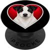 Jack Russell Terrier White and Black Cuore Jack Russell Terrier rivestito bianco e nero PopSockets PopGrip Adesivo