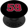 Number 59 Jersey Player Uniform #59 Gift Divisa da giocatore di maglia numero 59 rosso bianco #59 PopSockets PopGrip Adesivo