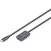 DIGITUS Cavo di prolunga USB 3.2 Gen 1 attivo - 5 m - Connettore USB-C maschio a femmina - Cavo ripetitore con Plug & Play - Fino a 5 Gbit/s - Alimentazione tramite tipo C - Nero