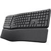 Trust Arvia Tastiera Ergonomica Wireless Silenziosa Italiano QWERTY, Nero | Bluetooth + 2.4GHz, con Poggiapolsi, Multidispositivo, Tasti Multimediali, PC Computer Laptop Mac