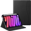 Fintie - Cover a portafoglio per iPad Mini 7 (A17 Pro, 7a generazione) 2024 / iPad Mini 6 (6a generazione) da 8,3, intelligente, multi-angolo, con porta matita e tasca, spegnimento automatico, nero