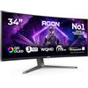 AOC Gaming Monitor AG346UCD 34 pollici Curvo 3440x1440, UW-QHD, 175Hz, QD-OLED Panel, 0.03ms GtG, USB Hub Speakers, Height Adjustment (HDMI2x 2.0 DP 1x 1.4) HDR400 TB, FreeSync Prem. G-Sync Comp. Nero