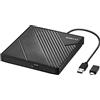 Amicool - Unità DVD esterna USB 3.0 USB C, masterizzatore CD/DVD +/-RW | lettore ottico, sottile, portatile, DVD, CD, ROM, Rewriter, duplicatore per computer Mac, Windows 7/8.1/10, Linux