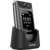 Funker C250 Comfort 4G, Cellulare 4G Volte per anziani, pulsanti e tasti grandi, facile, pulsante SOS, USB-C, 3 memorie dirette, batteria 1450mAH, base caricatore, titanio